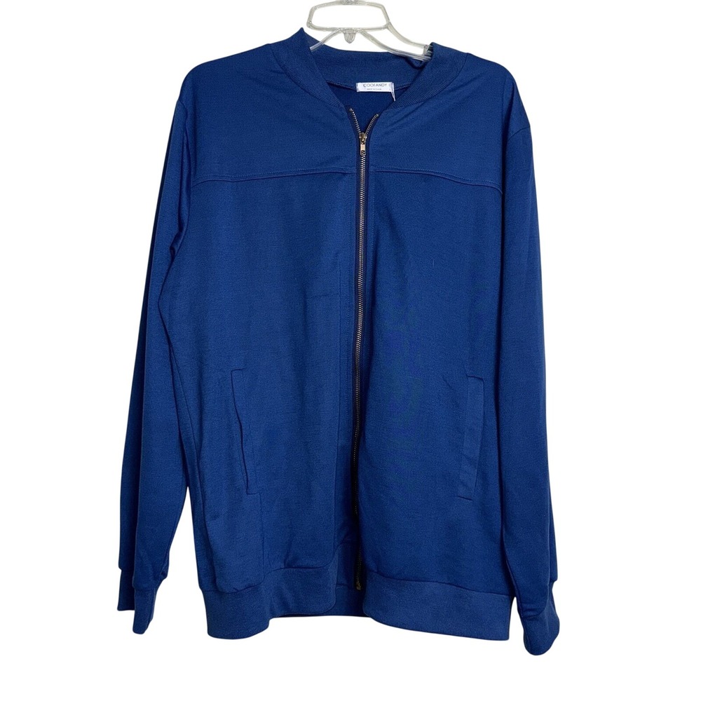 Coofandy Mens Blue Full Zip Bomber Jacket Lightweight Casual‎ Track Jacket Large